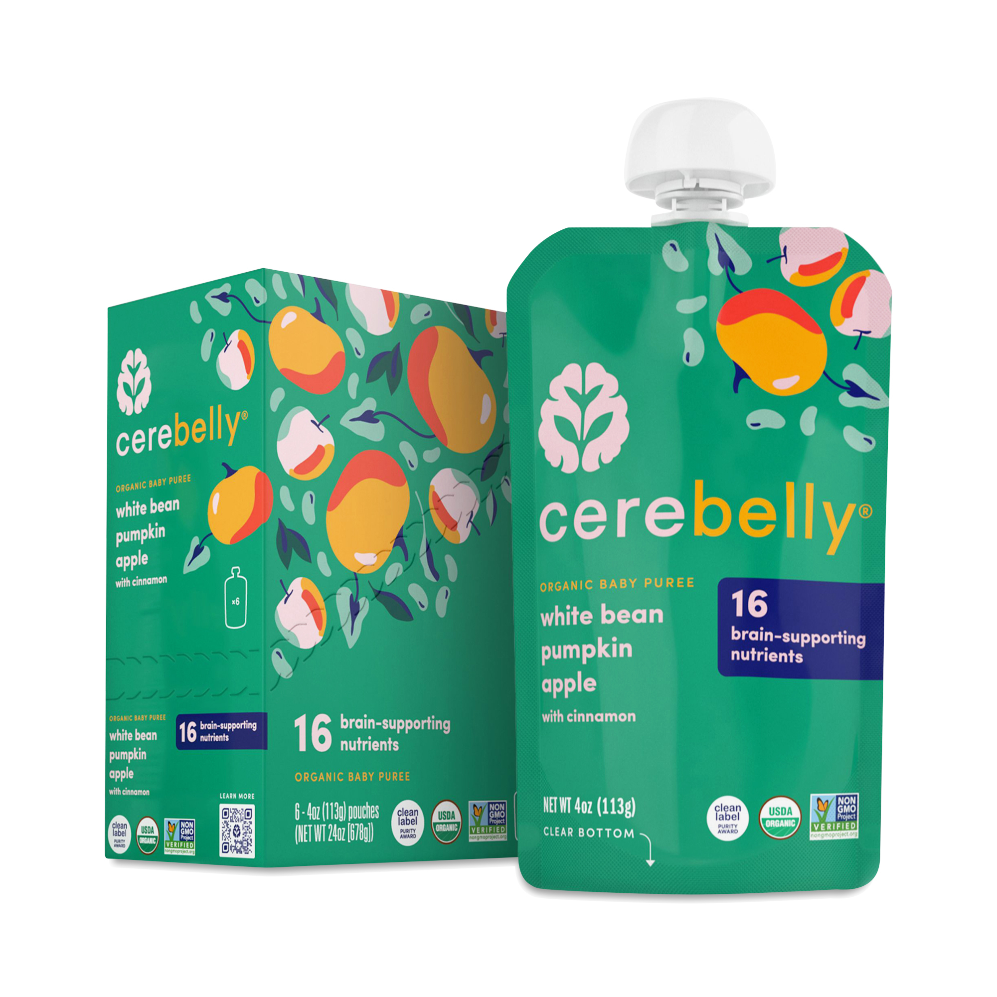 Cerebelly Organic Baby Food, White Bean, Pumpkin &amp; Apple | Thrive Market
