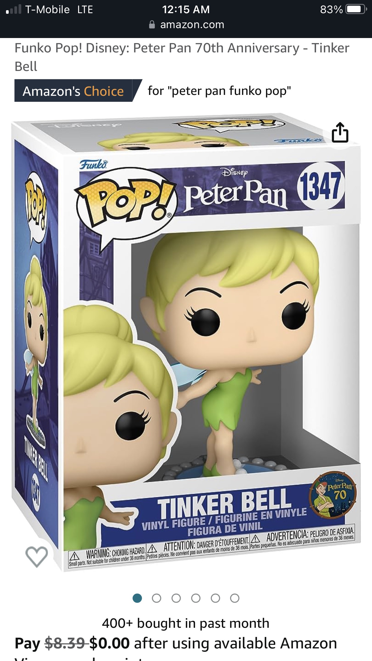 Amazon.com: Funko Pop! Disney: Peter Pan 70th Anniversary - Tinker Bell : Toys & Games