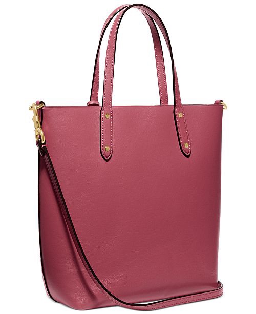 COACH Refined Calf Leather Central Shopper Tote & Reviews - Handbags & Accessories - Macy's 梅西百货Coach包包4.5折，$59起