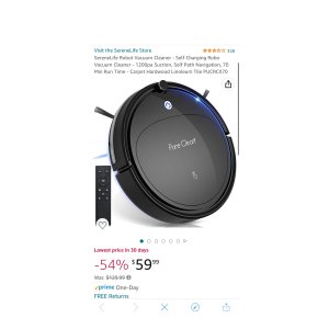 $59.99 SereneLife Robot Vacuum Cleaner - Self Charging Robo Vacuum Cleaner - 1200pa Suction, Self Path Navigation
