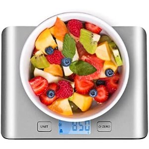 $7.99 Amazon.com: 食品厨房秤,数字克和盎司,用于烹饪、烘焙和减肥,带液晶显示的多功能食品肉类秤(不锈钢)
