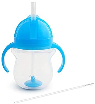 宝宝杯子Amazon.com : Munchkin Any Angle Click Lock Weighted Straw Trainer Cup, Blue, 7 Oz : Baby