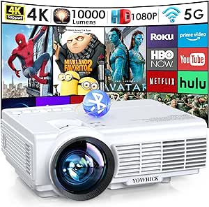 Native 1080P Outdoor Movie Projector 4K Support, 10000L Movie Video Projector, for HDMI, VGA, USB, Laptop, iOS &amp; Android Phone : Electronics