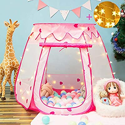Amazon.com: crayline Pop Up Princess Tent with Star Light 儿童粉色帐篷