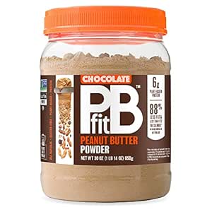 Amazon.com : PBfit All-Natural Chocolate Peanut Butter Powder, Extra Chocolatey Powdered Peanut Spread from Real Roasted Pressed Peanuts and Cocoa, 6g of Protein 7% DV (30 oz.)  