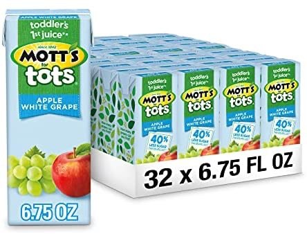 Mott's for Tots Apple White Grape, 6.75 fl oz boxes (Pack of 32)