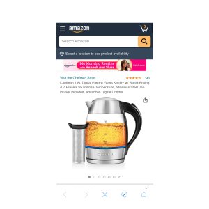 $36.99 Amazon.com: Chefman 茶壶1.8L Digital Electric Glass Kettle+ w/ Rapid-Boiling & 7 Presets for Precise Temperature, Stainless Steel Tea Infuser Included, Advanced Digital Control: Kitchen & Dining
