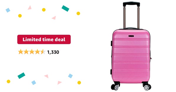 Limited-time deal: Rockland Melbourne Lightweight Expandable Hardside Spinner Wheel Luggage in Pink