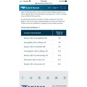 Amtrak车票低至9刀 Amtrak车票低至9刀