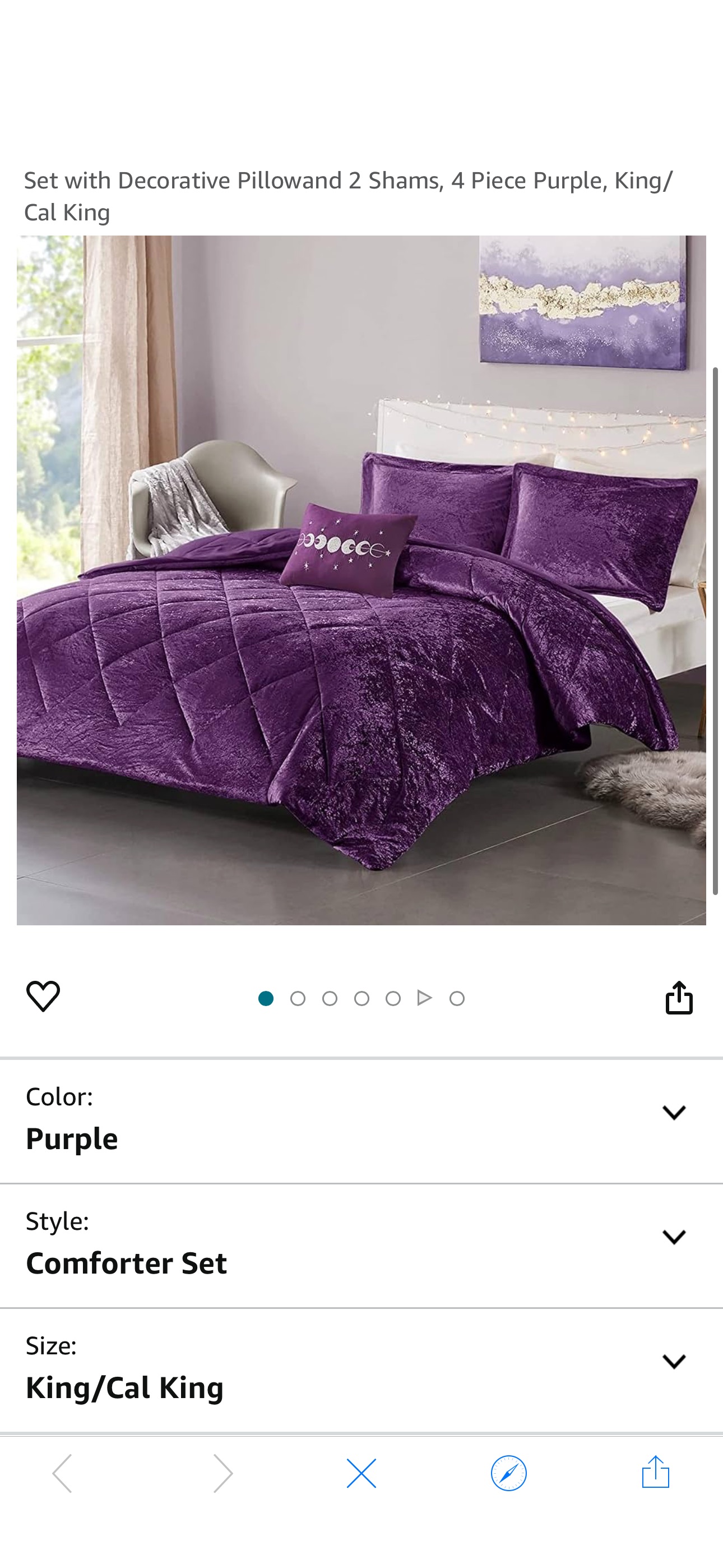 Amazon.com: Intelligent Design King Comforter Set, Velvet Comforter Set , Luxury Diamond Quilting Comforter Set, Fluffy Comforter Bed Set with Decorative Pillowand 2 Shams, 4 Piece Purple, King/ Cal K