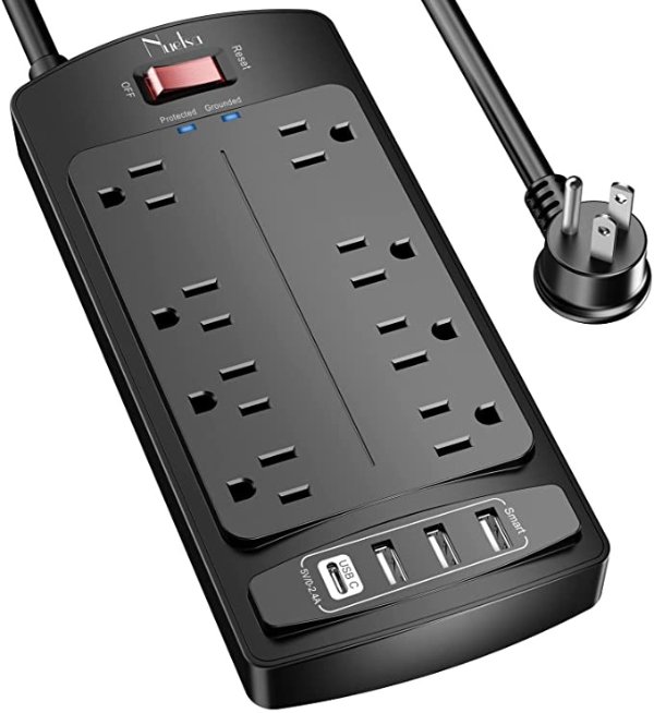 Surge Protector Power Strip , Nuetsa Extension Cord with 8 Outlets