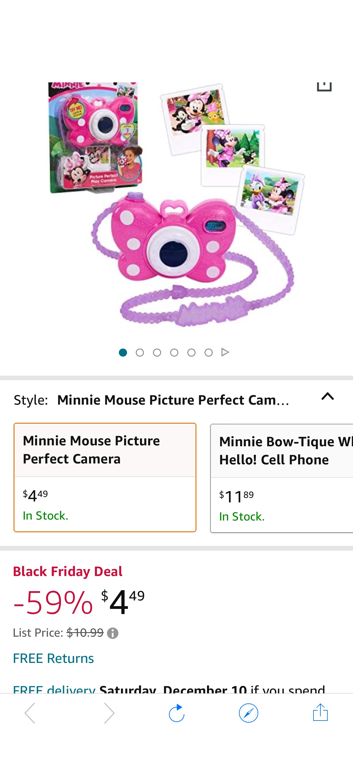 Amazon.com: Disney Junior Minnie Mouse 米妮Picture Perfect Camera, Lights and Realistic Sounds Pretend Play Toy Camera for 3 Year Old Girls, by Just Play : Toys & Games