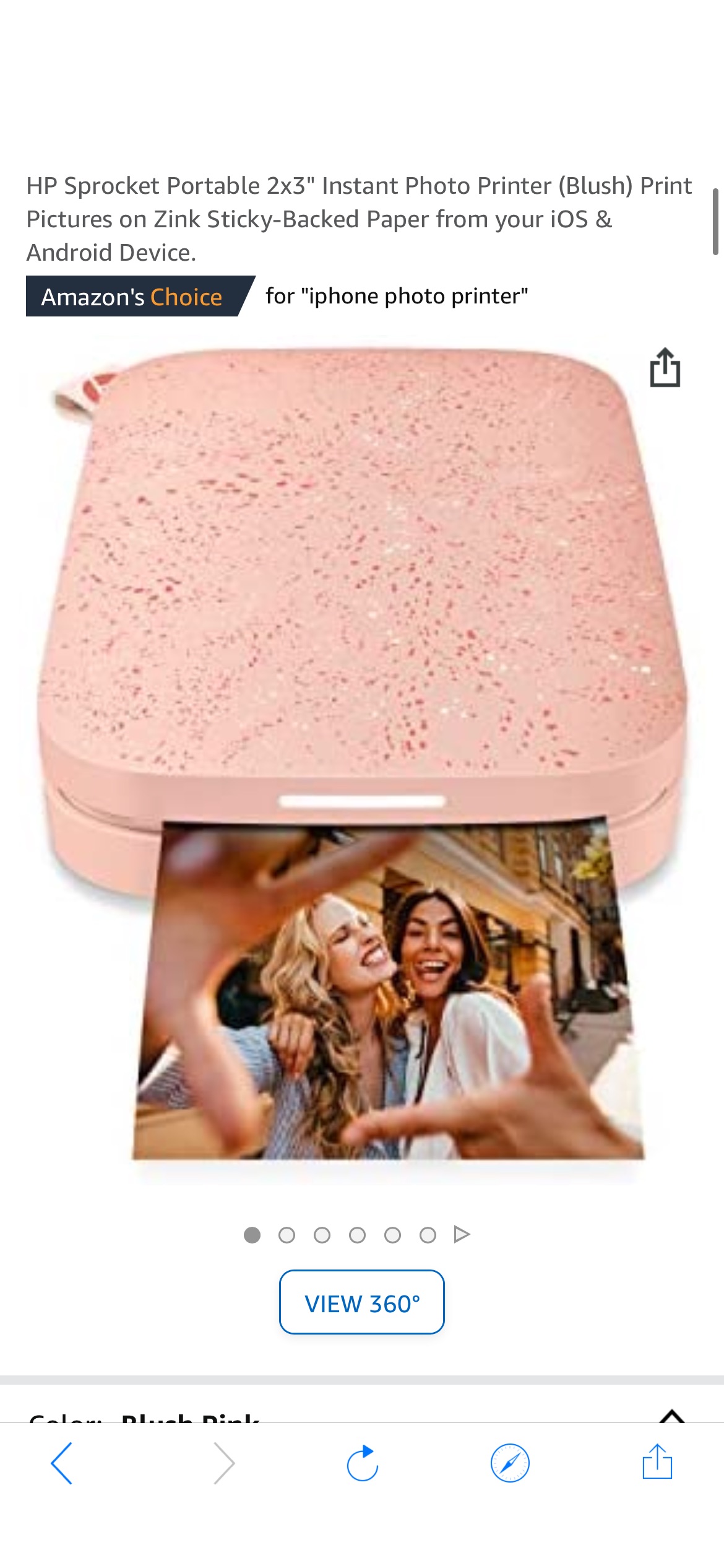 Amazon.com: HP Sprocket Portable 2x3" Instant Photo Printer (Blush) Print Pictures on Zink Sticky-Backed Paper from your iOS & Android Device. : Everything Else 打印机