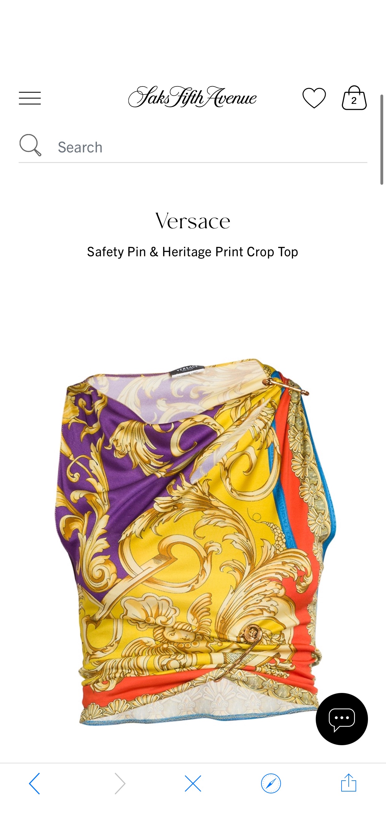 Shop Versace Safety Pin & Heritage Print Crop Top | Saks Fifth Avenue
上衣