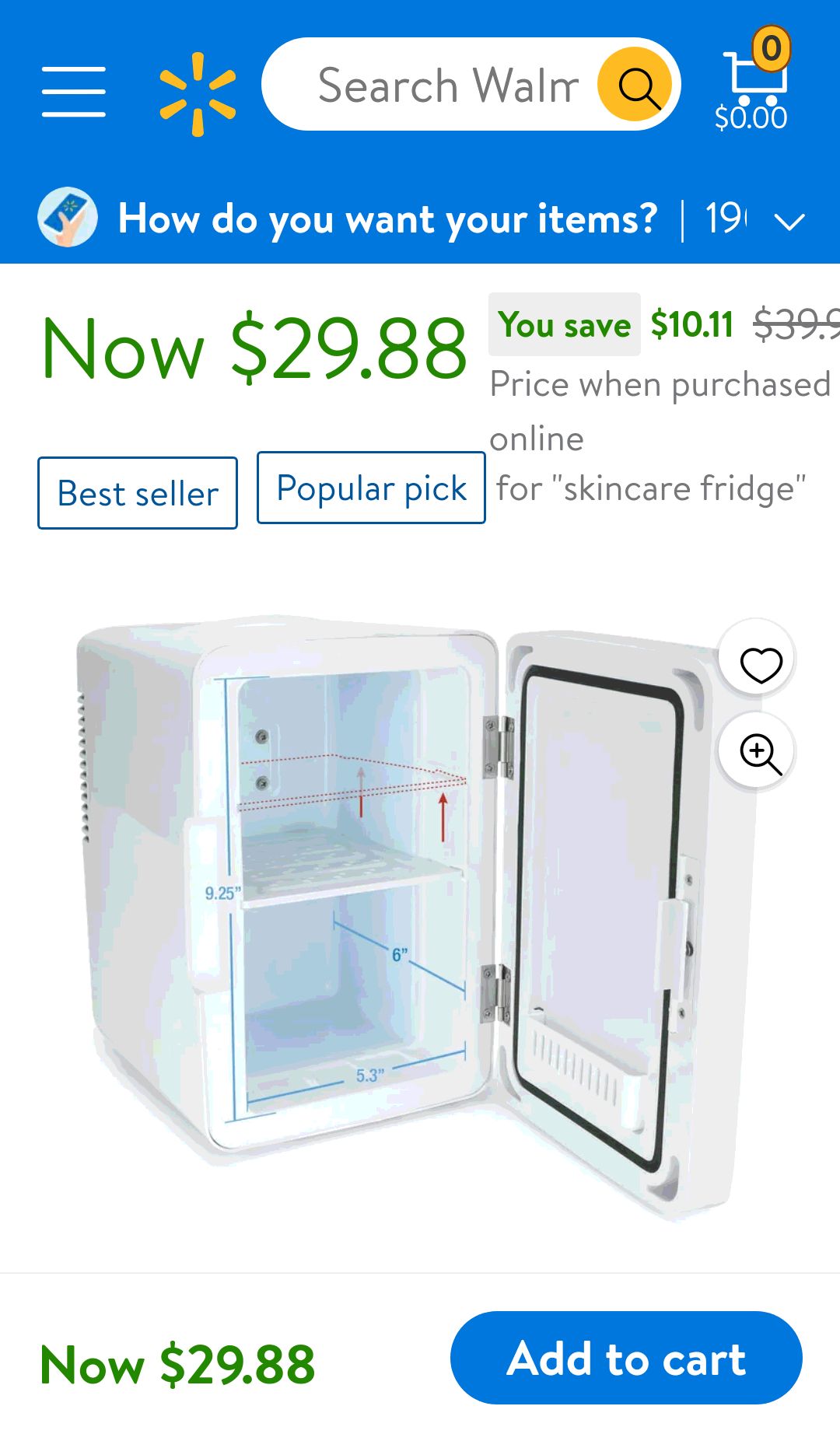 Personal Chiller 6L Mini Fridge Beauty & Skincare Refrigerator, Glass Door, White, 10.6"x11.7"x7.7" - Walmart.com