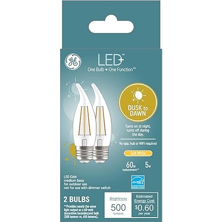 GE LED+ Dusk to Dawn LED Light Bulbs with Sunlight Sensor