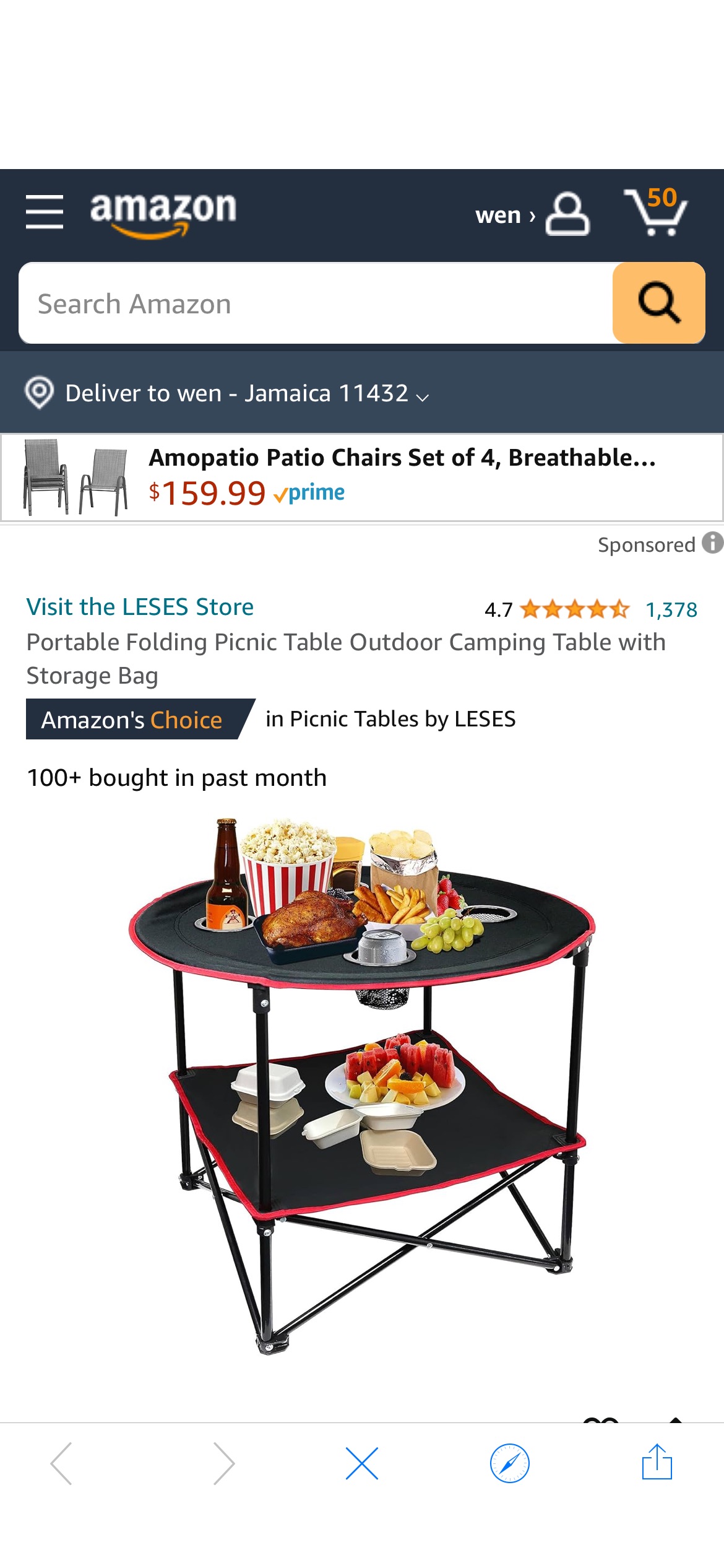 Amazon.com: LESES Portable Folding Picnic Table Outdoor Camping Table with Storage Bag : Patio, Lawn & Garden