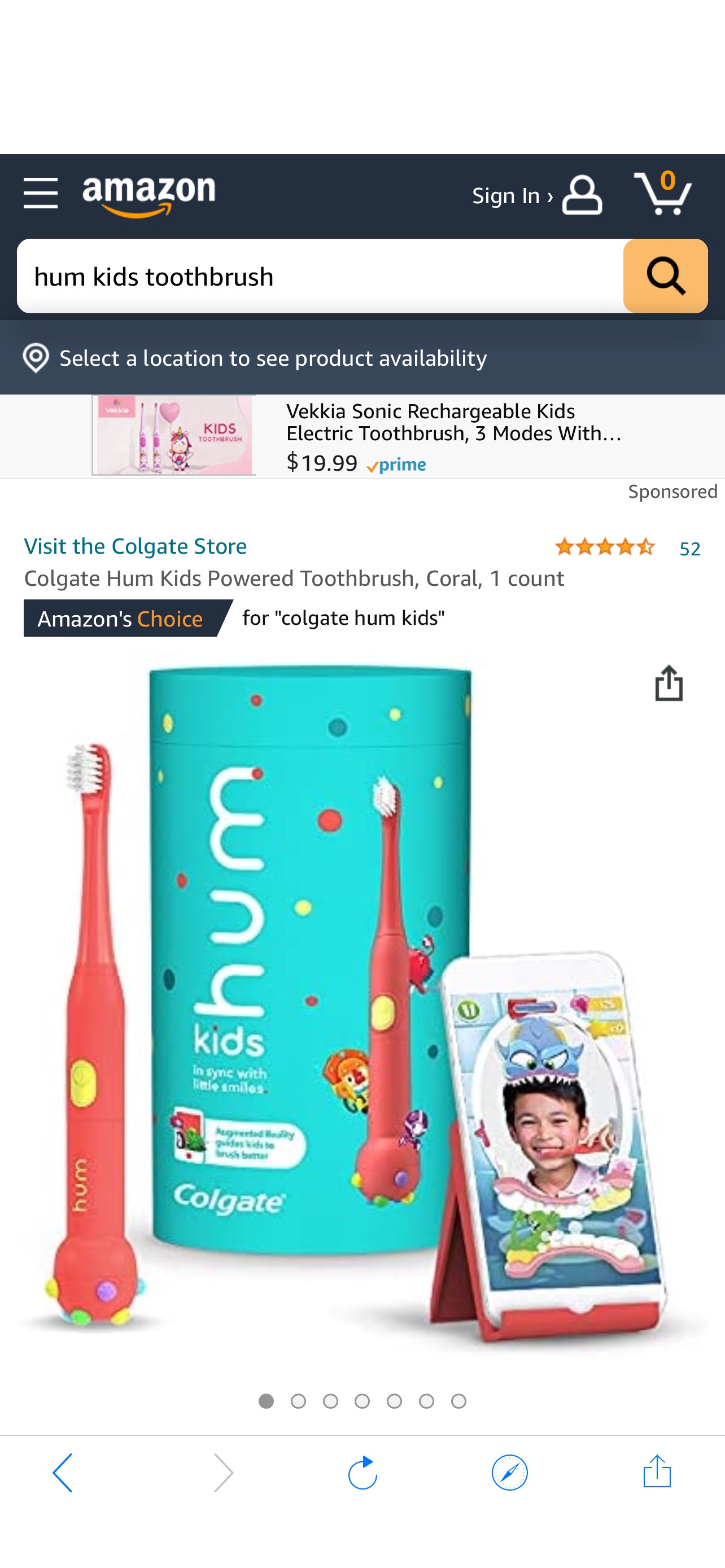 儿童电动牙刷Amazon.com: Colgate Hum Kids Powered Toothbrush, Coral, 1 count : Everything Else