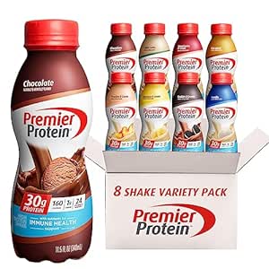 Amazon.com: Premier Liquid Protein Shake Can, 8 Flavor Variety Pack, 30g Protein, 1g Sugar, 24 Vitamins &amp; Minerals,11.5 Fl Oz (8 Pack)