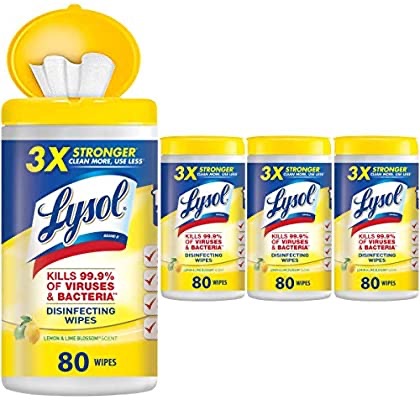 Amazon.com: Lysol Disinfecting Wipes, Lemon & Lime Blossom, 320ct ,Packaging May Vary (Pack of 4), 4X80: Health & Personal Care消毒杀菌湿纸巾