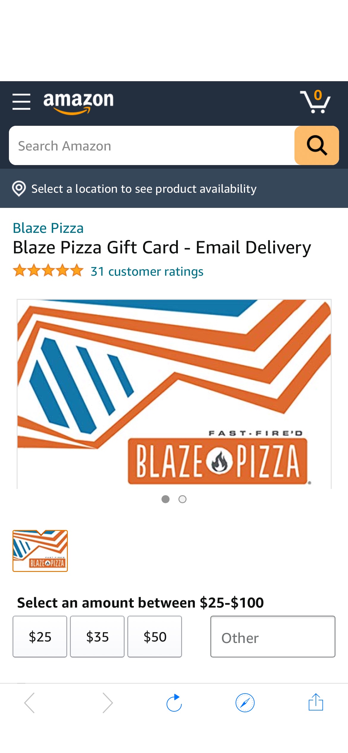 Blaze Pizze礼卡8折