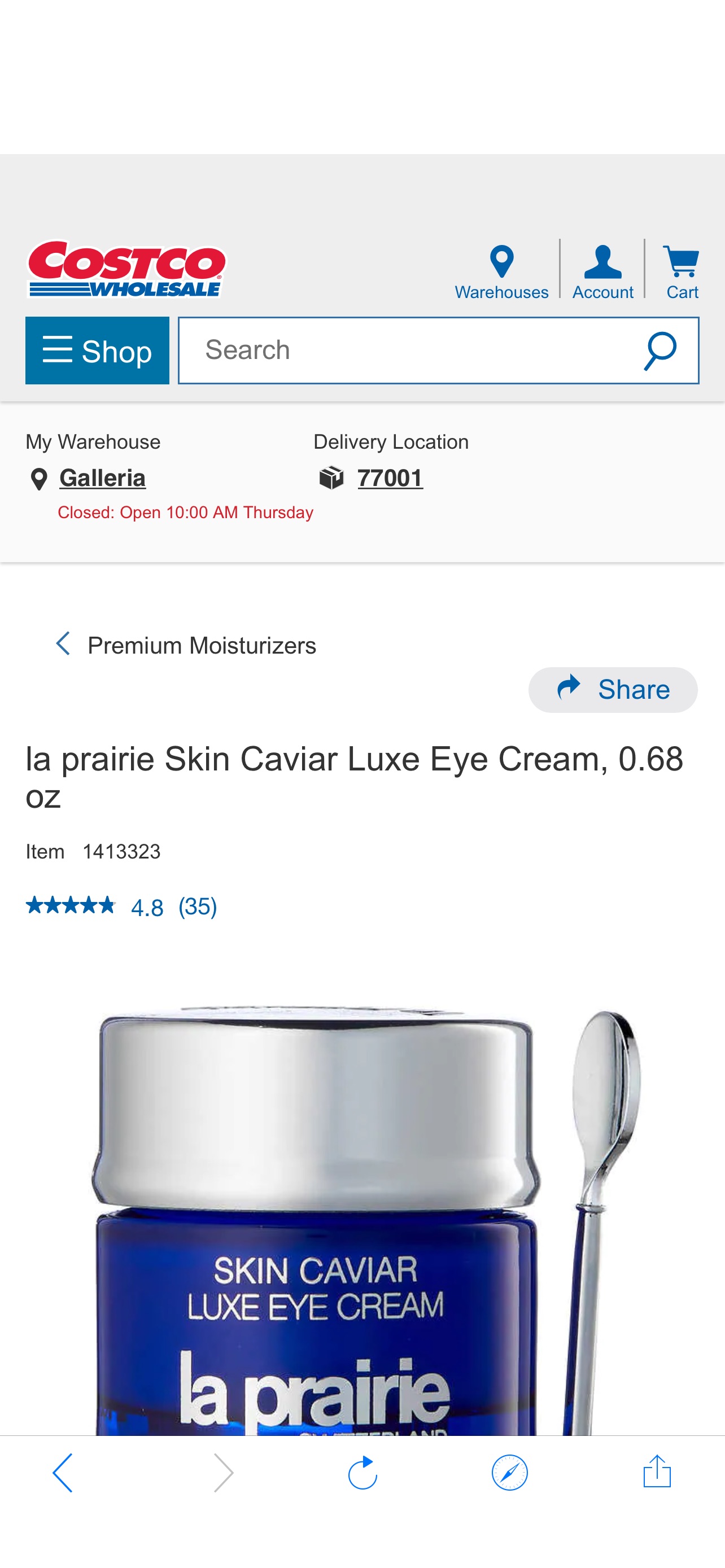 la prairie Skin Caviar Luxe Eye Cream, 0.68 oz  | Costco蓝鱼子眼霜