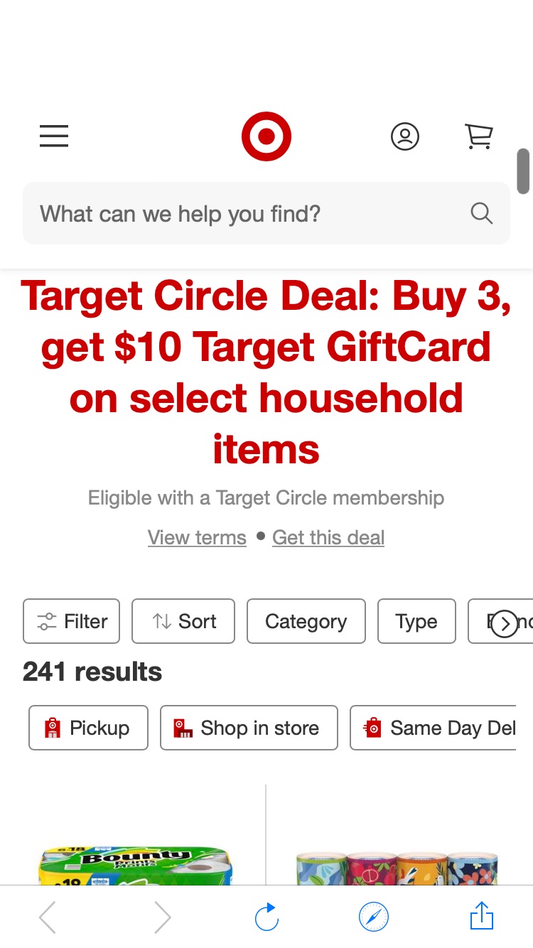 Buy 3, get $10 Target GiftCard on select household items