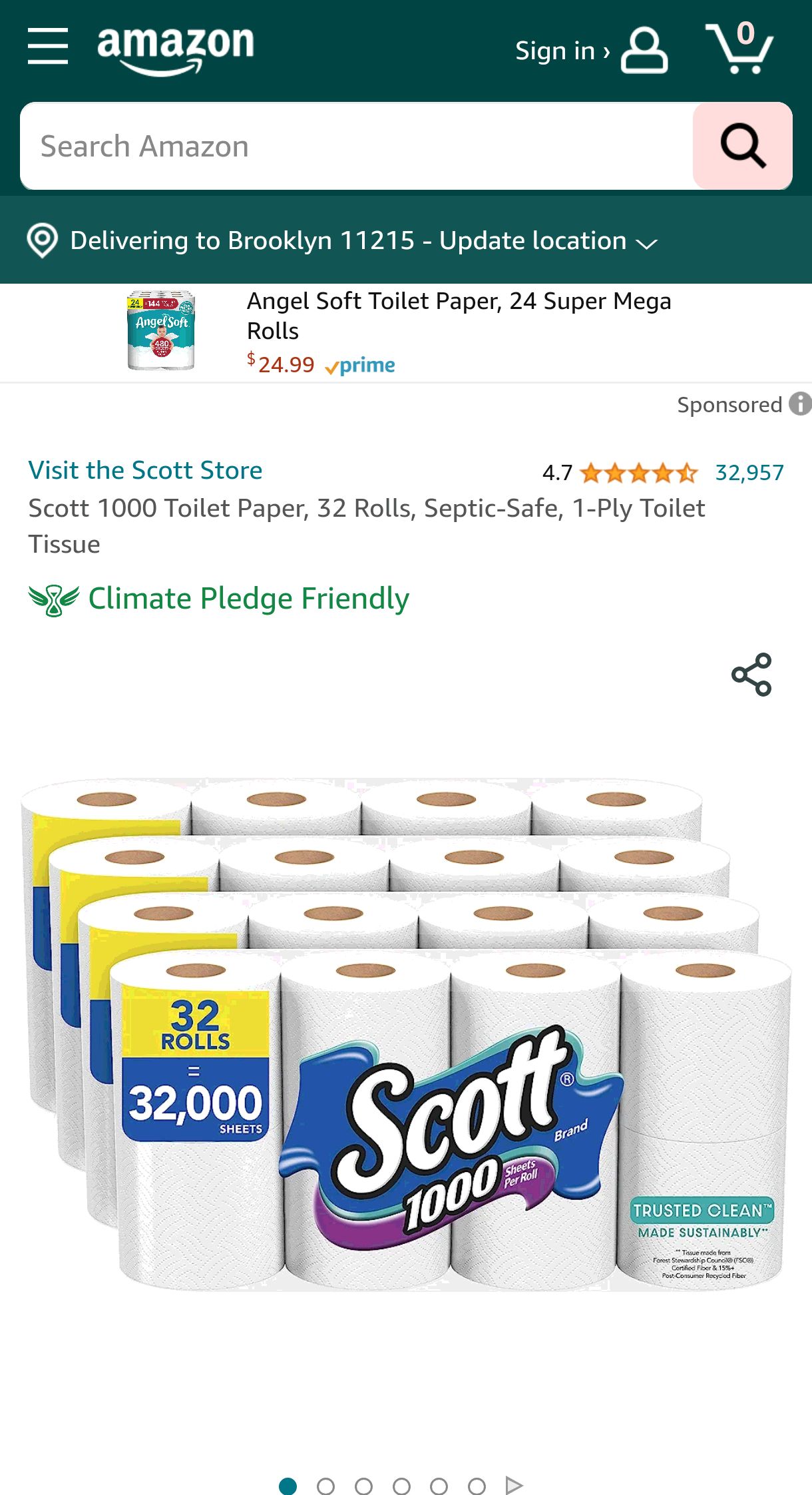 Scott 1000 Toilet Paper, 32 Rolls, Septic-Safe, 1-Ply Toilet Tissue : Scott: Health & Household