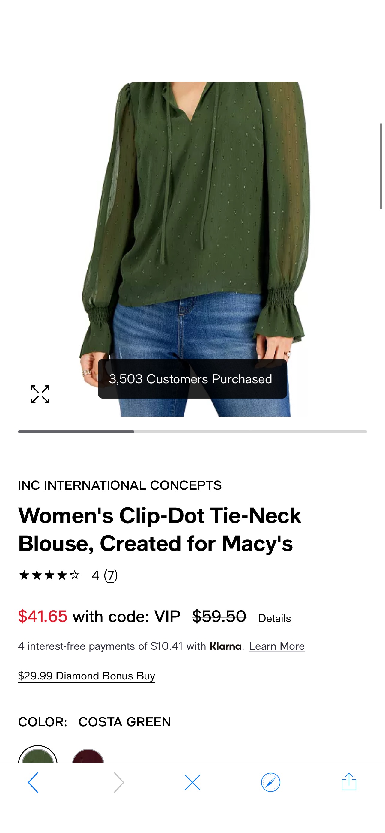 INC International Concepts Women's Clip-Dot Tie-Neck Blouse, Created for Macy's & Reviews - Tops - Women - Macy's