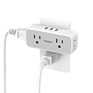 TESSAN 4 AC Outlet Extender with 3 USB Wall Charger