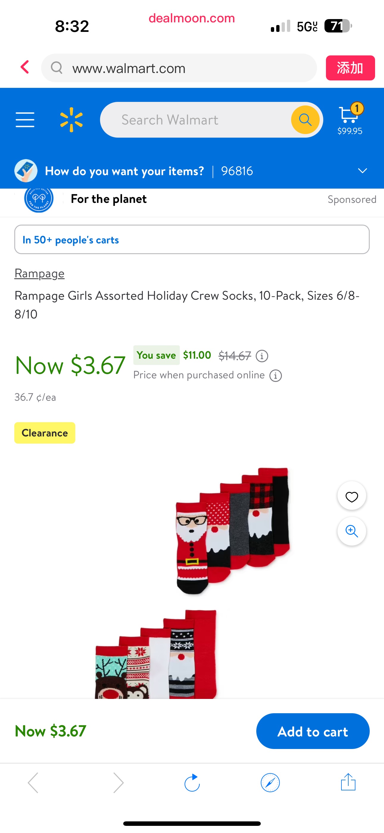 Rampage Girls Assorted Holiday Crew Socks, 10-Pack, Sizes 6/8-8/10 - Walmart.com女童袜10双