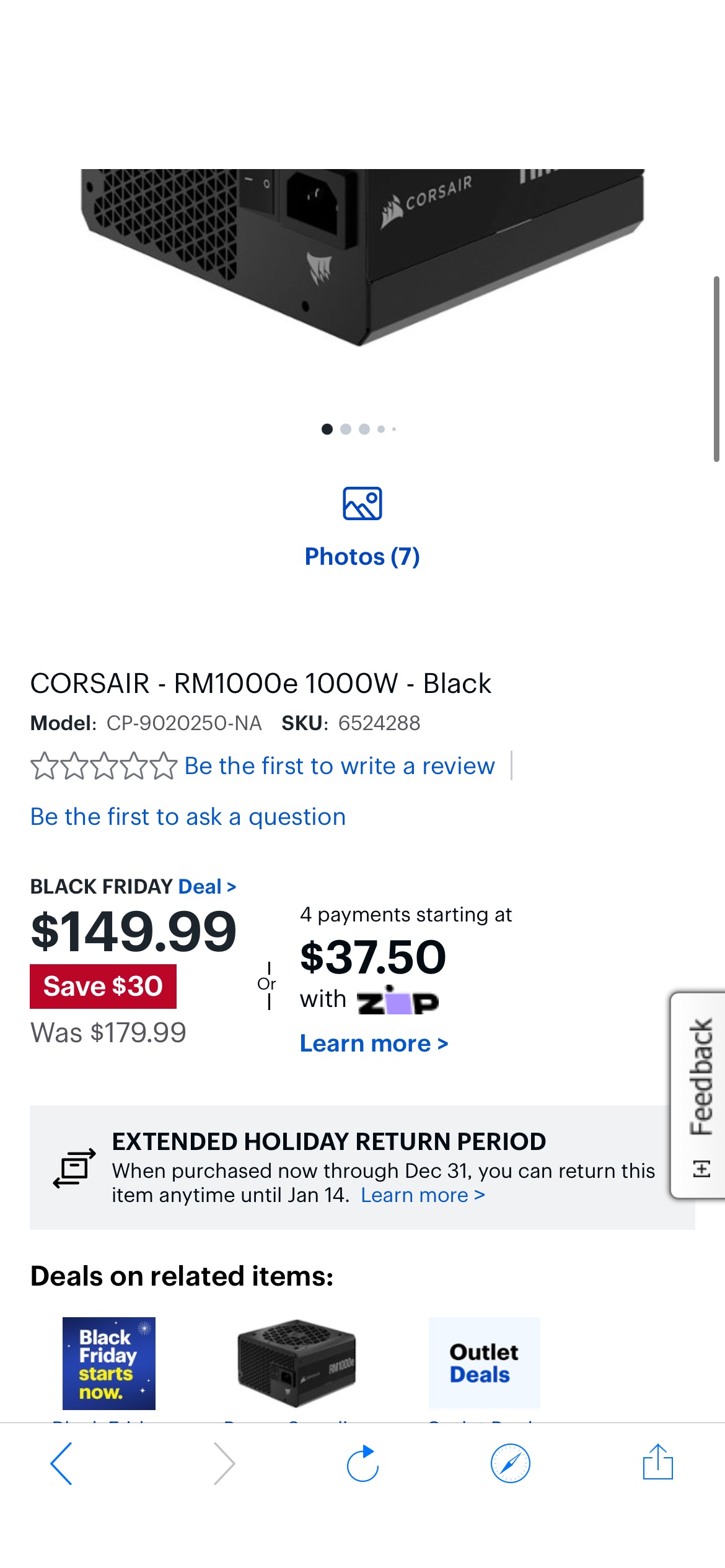 CORSAIR RM1000e 1000W Black CP-9020250-NA - Best Buy
