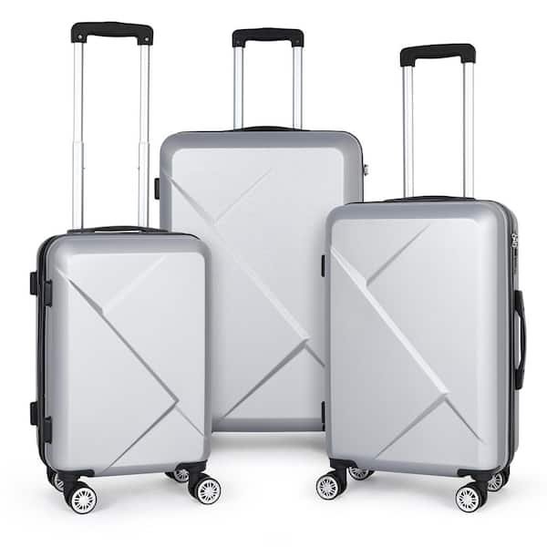 HIKOLAYAE Marathon Lakeside Nested Hardside Luggage Set in Bright Silver, 3 Piece
