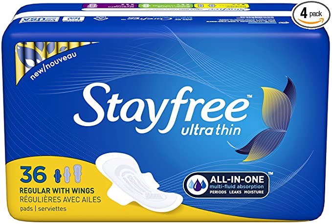 Amazon.com: Stayfree Ultra Thin Regular Pads with Wings For Women, 36 count - Pack of 4 （日用卫生棉）
