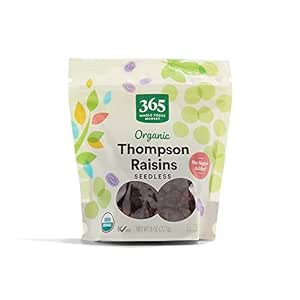 Amazon.com: 365 by Whole Foods Market, Organic Thompson Raisins, 8 Ounce : Grocery &amp; Gourmet Food
