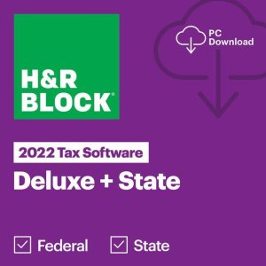 H&R Block 2022 Deluxe + State Win Tax Software Download + $20GC