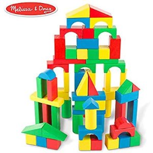 $15.99 Melissa & Doug Wooden积木100块 4种颜色9种形状