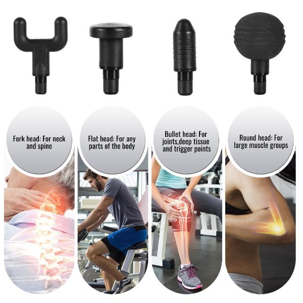 6-Speed Percussion Massage Gun for Deep Tissue Relaxing - Includes 4 Massage Heads (2020 Edition, Black)