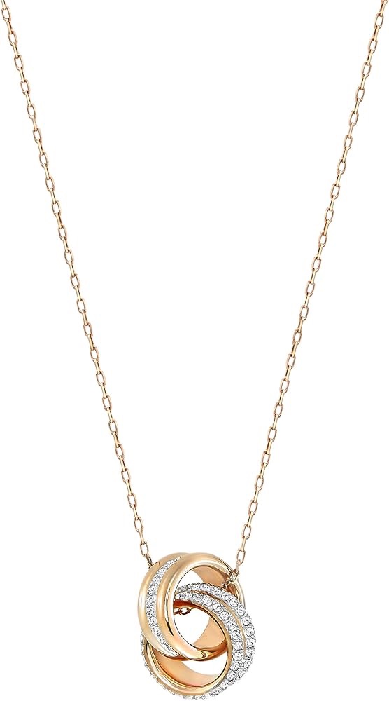 Amazon.com: SWAROVSKI Further Collection Women's Necklace, Intertwined Circle Pendant with White Crystals and Rose-Gold Tone Plated Chain : Clothing, Shoes & Jewelry
