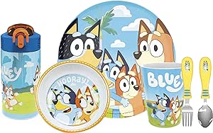 Amazon.com: Zak Designs Bluey Kids Dinnerware Set Includes Plate, Bowl, Tumbler, Water Bottle, and Utensil Tableware, Made of Durable Material and Perfect for Kids (6 Piece Gift Set, Non-BPA) : Baby