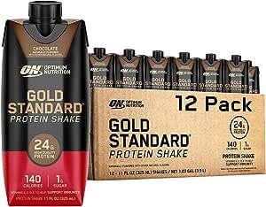 Nutrition Gold Standard Protein Shake, 24g Protein, Ready to Drink Protein Shake, Gluten Free, Vitamin C for Immune Support, Chocolate, 11 Fl Oz, 12 Count