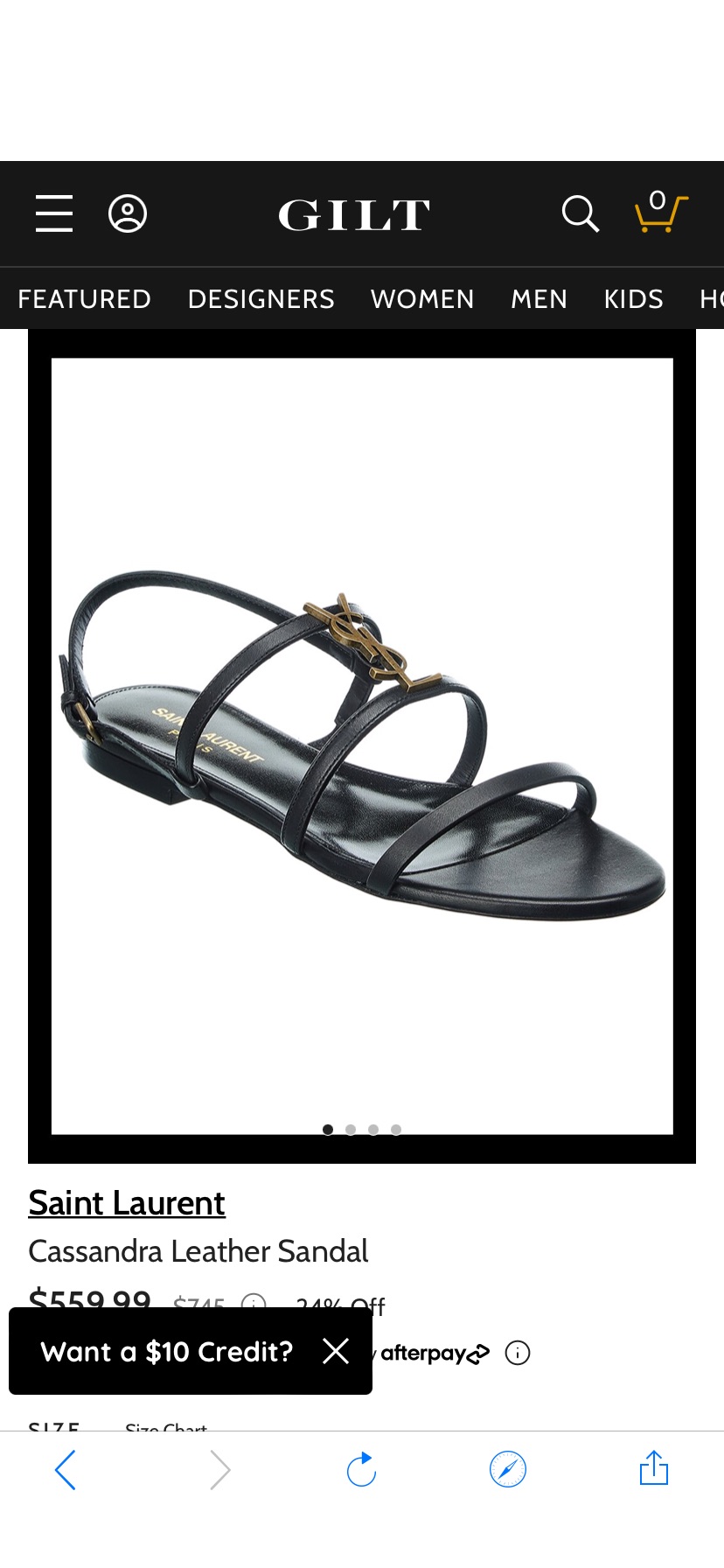 Saint Laurent Cassandra Leather Sandal / Gilt凉鞋