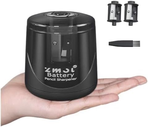 ZMOL 电池供电快速电动铅笔刀，适​​用于 2 号/彩色铅笔 (6-8 毫米)