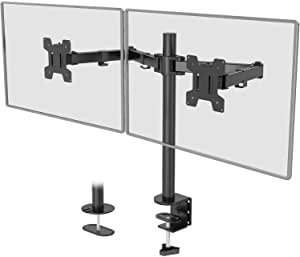 WALI Dual LCD Monitor Fully Adjustable Desk Mount Stand Fits 2 Screens up to 27 inch