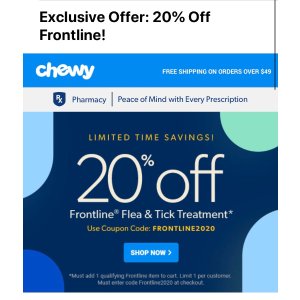 8折 Frontline Dog & Cat Flea Treatment: Low Prices, Free Shipping | Chewy