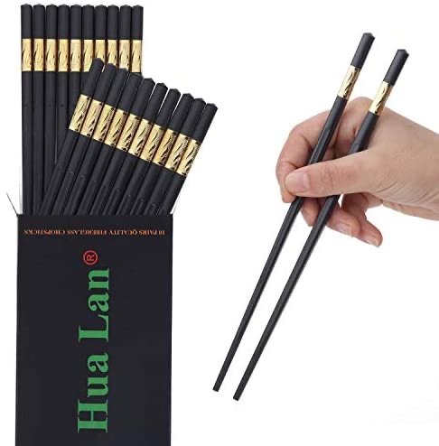 HuaLan Reusable Fiberglass Chopsticks 10 Pairs