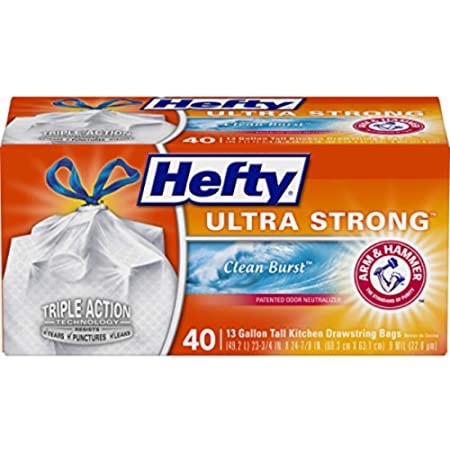 Amazon.com: Hefty Ultra Strong 超强韧13加仑垃圾袋 40个 ，