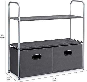 Amazon.com: Amazon Basics Closet Storage Organizer with Fabric Bins and 3 Shelves, Grey, 32.7" x 12.2" x 31" : 衣架