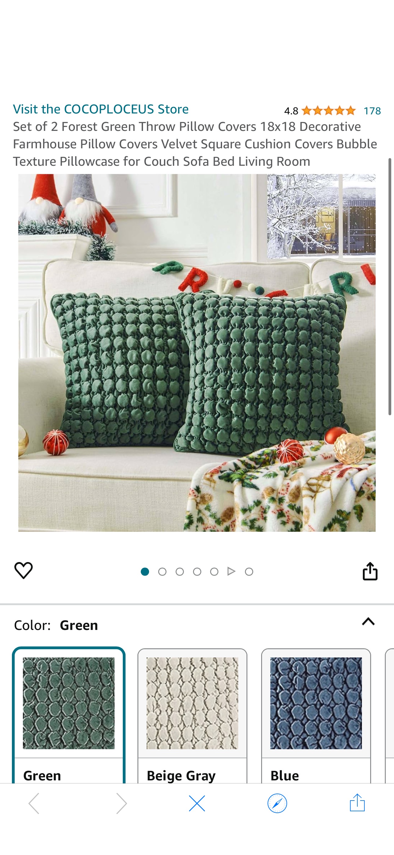 Amazon.com: COCOPLOCEUS Set of 2 Forest Green Throw Pillow Covers 18x18 Decorative Farmhouse Pillow Covers Velvet Square Cushion Covers Bubble Texture Pillowcase for Couch Sofa Bed Living Room : Home 