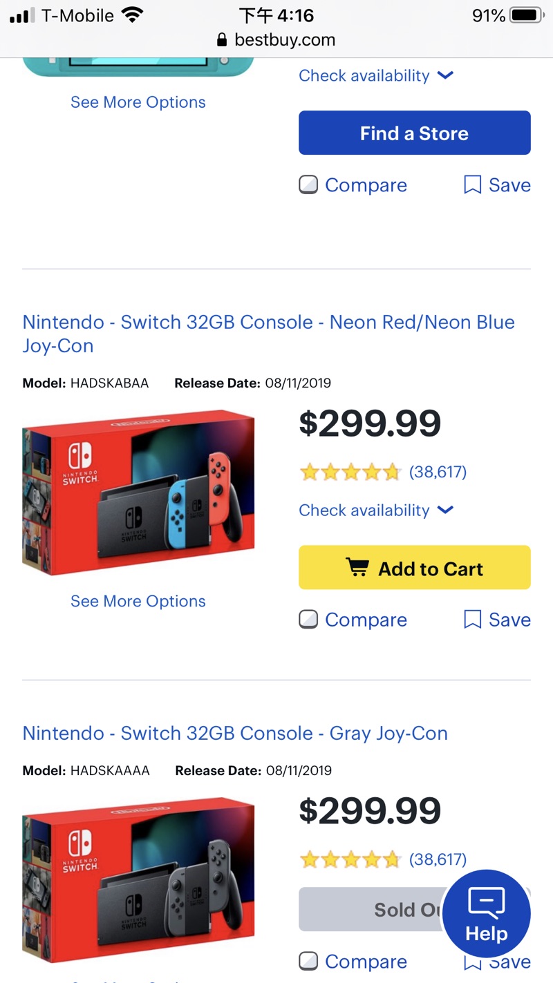 Nintendo Switch 32GB Console Neon Red/Neon Blue Joy-Con HADSKABAA - Best Buy补货啦